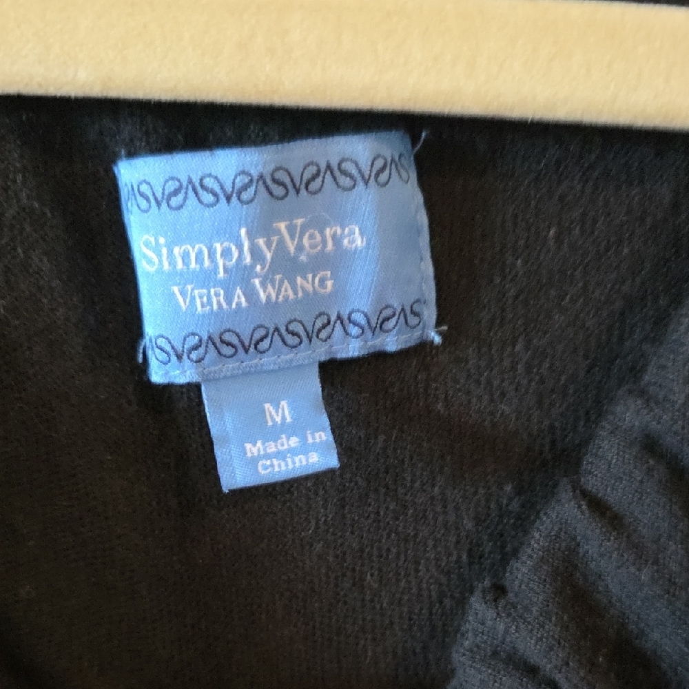 Simply Vera Vera Wang Jeweled Black Tie Front Cartigan Size Medium - Picture 3 of 11